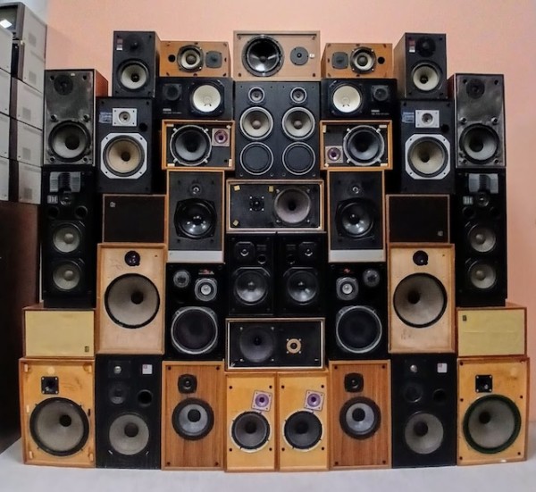 5: Large Wall Of 39 Retro Speakers (Non Practical)