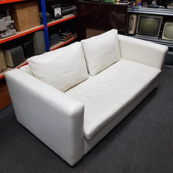 1: White Leather Sofa