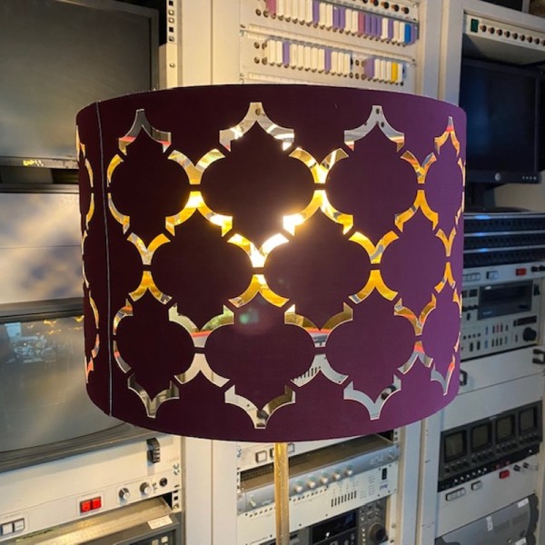 3: Deep Red Lampshade With Cut Out Design & Stand (Working)