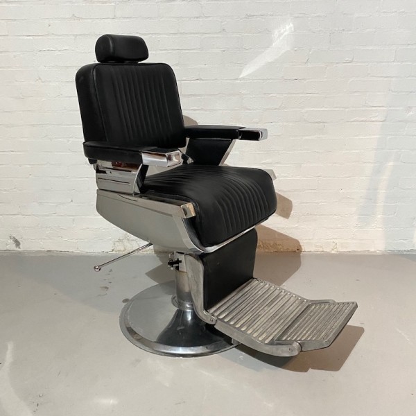 1: Reclining Black & Chrome Barber's Chair (Quantity 3 available)