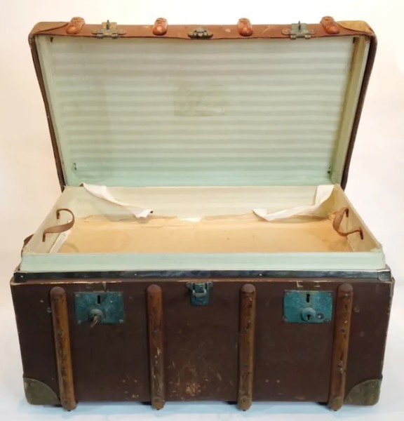 2: Large Wooden Vintage Travel Trunk