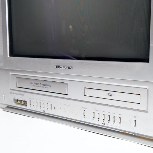 5: Static Only Ferguson Silver TV With Integrated VHS & DVD Players