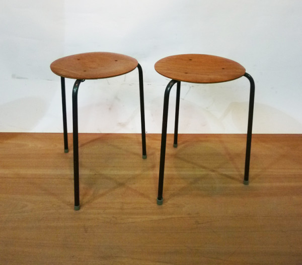 1: Small Metal and Wooden Stool