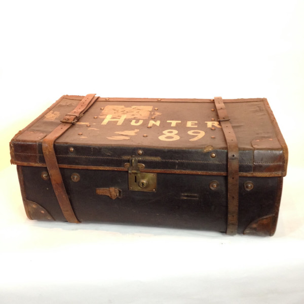 1: Large Brown Travel Trunk