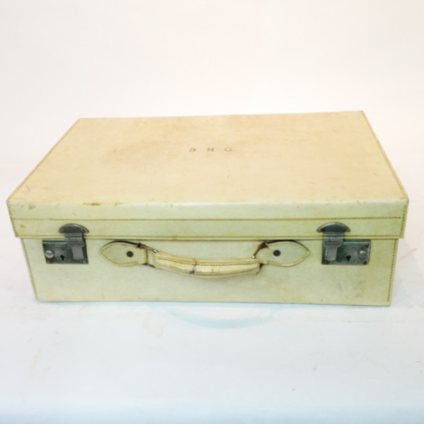 1: White Leather Medium Briefcase