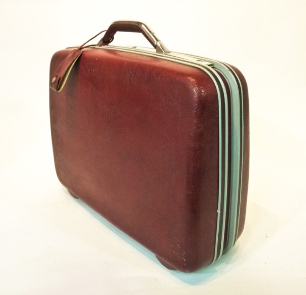 Dark Red Hard Shell Suitcase 20th Century Props