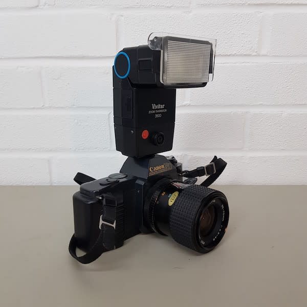 Canon T50 Paparazzi Camera With Working Flash Unit Vintage Props