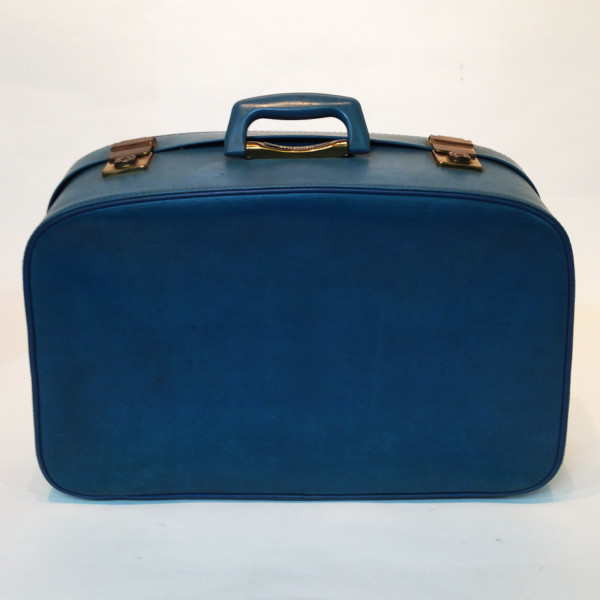 4: Large Blue Soft Leather Suitcase