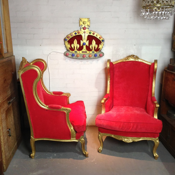 2: Red Velvet & Gold Throne Chair