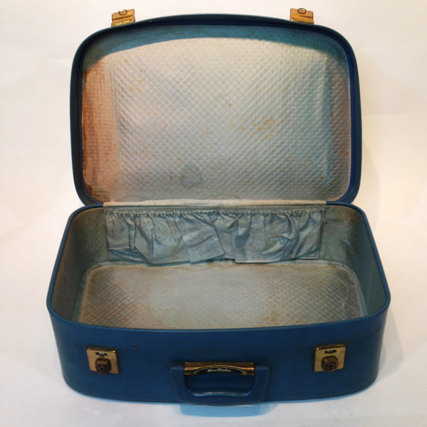 5: Large Blue Soft Leather Suitcase