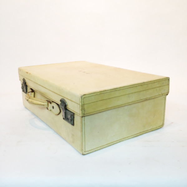 4: White Leather Medium Briefcase