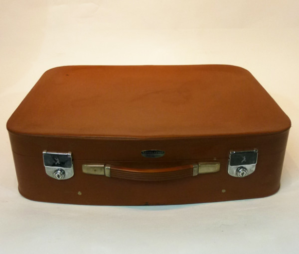 1: Brown Soft Leather Retro Suitcase