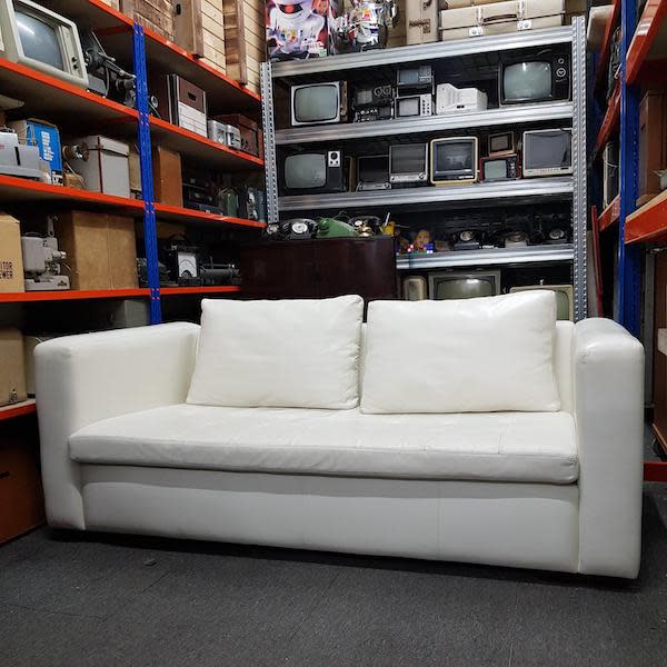 7: White Leather Sofa