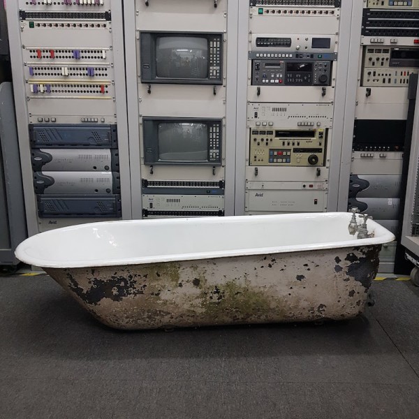 1: White Enamel Vintage Bath With Original Taps