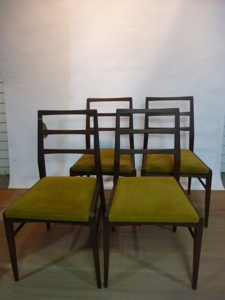 5: Wooden and Mustard Fabric Vintage Chair