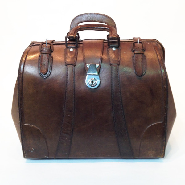 1: Brown Leather Doctors Open Top Case