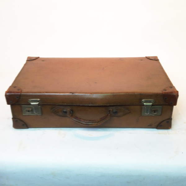 1: Light Brown Leather Suitcase