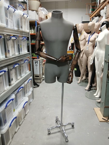1: Male Tailors Torso With Articulated Arms On Stand