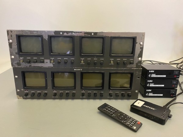 7: Fully Working Black & White SONY 4 Screen Mini Video Monitor (4