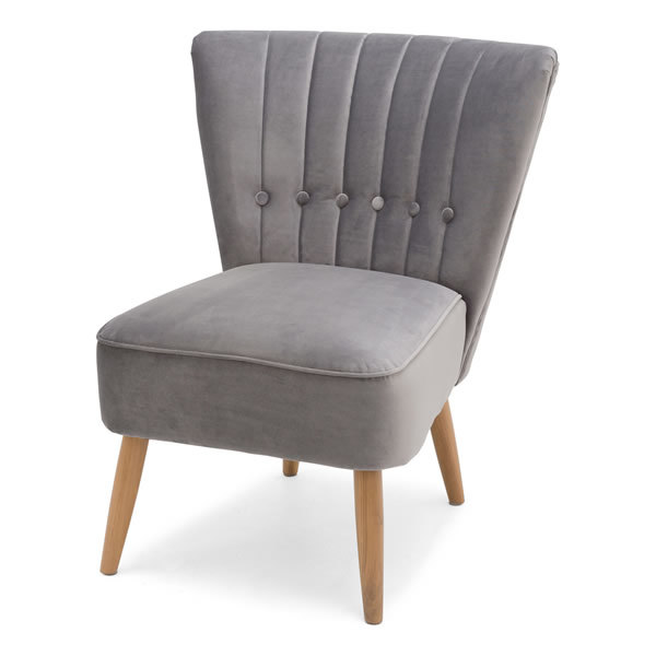 3: Velvet Cocktail Chair - Grey