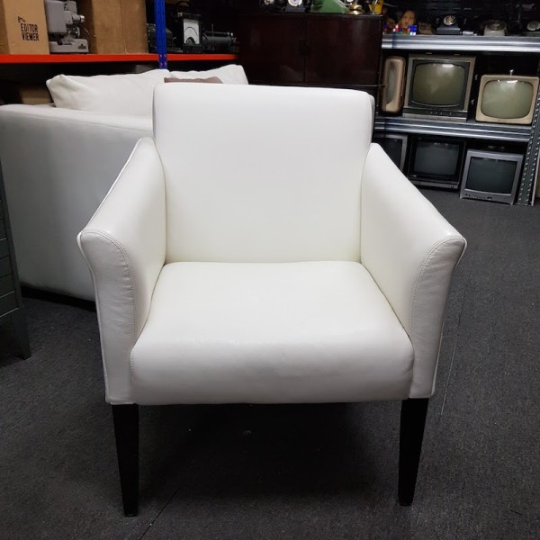 1: White Leather Armchair