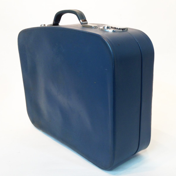 3: Blue Soft Leather Medium Suitcase