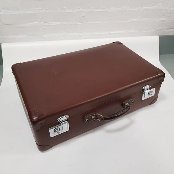 1: Brown Leather Suitcase