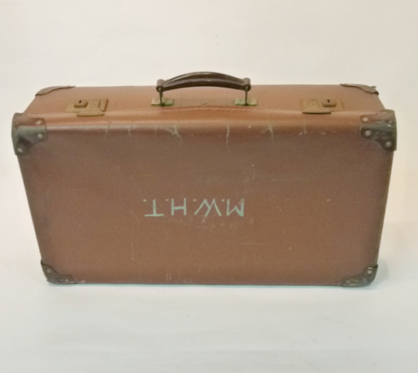 3: Light Brown Leather Suitcase With Initials