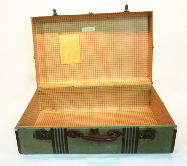 3: Green with Brown Stripes Suitcase