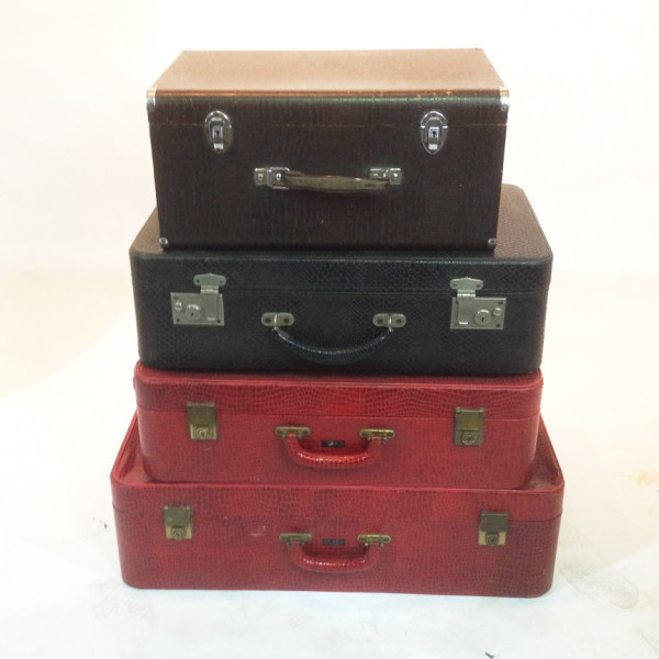 1: Stack Of 4 Retro Faux Crocodile Skin Suitcases 
