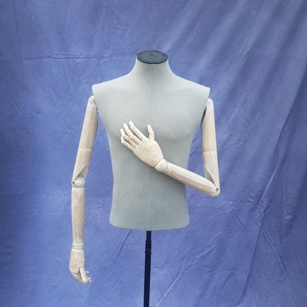 1: Male Tailors Torso With Articulated Arms On Stand