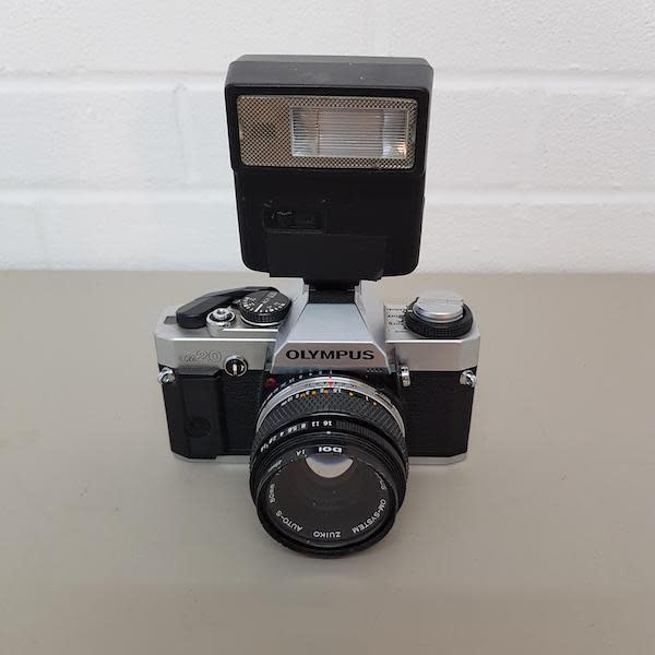 1: Olympus OM20 Paparazzi Camera With Working Flash Unit