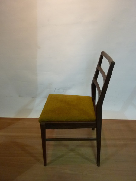 5: Wooden and Mustard Fabric Vintage Chair