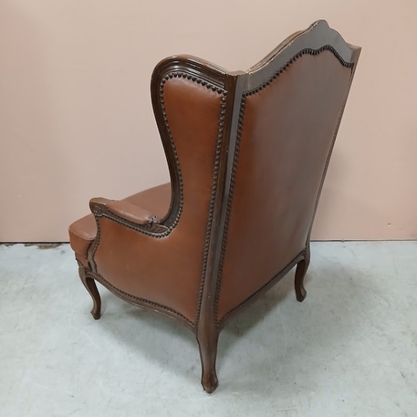 4: Tan Brown Wingback Chair
