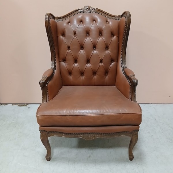 4: Tan Brown Wingback Chair