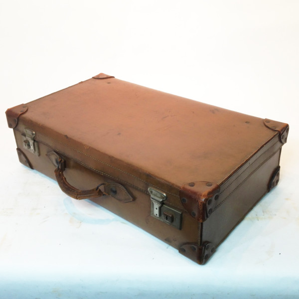 2: Light Brown Leather Suitcase