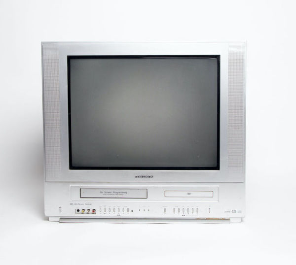 1: Static Only Ferguson Silver TV With Integrated VHS & DVD Players