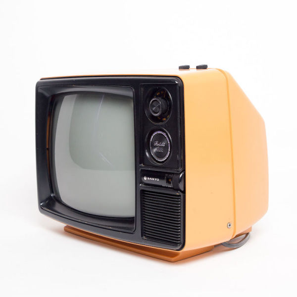 2: Fully Working Orange 1970's Black & White Sanyo TV