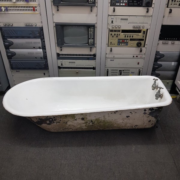 7: White Enamel Vintage Bath With Original Taps