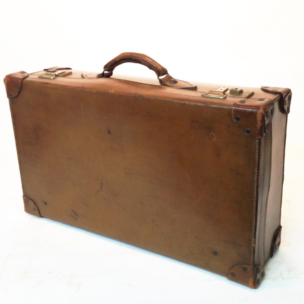 5: Light Brown Leather Suitcase