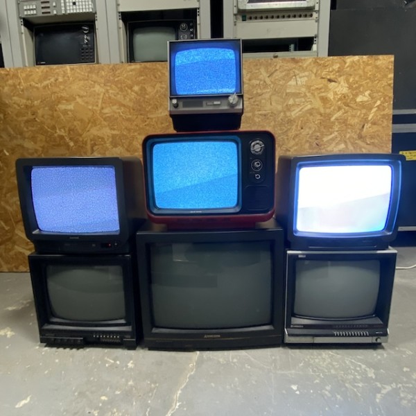 1: Retro Stack Of 7 Static & Non Practical TV's