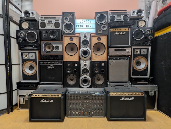 4: Large Speaker Stack with Amps, Sound Desks and Boomboxes