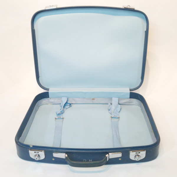 2: Thin Blue Soft Leather Suitcase