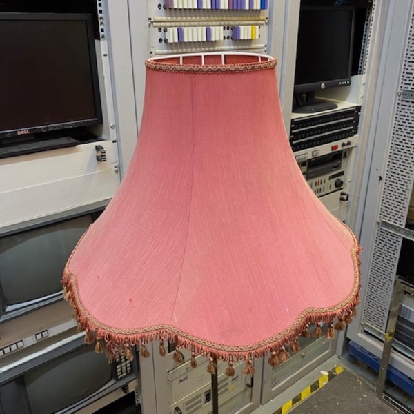 2: 1970's Pink Fabric Tassel Lampshade With Stand (Working)