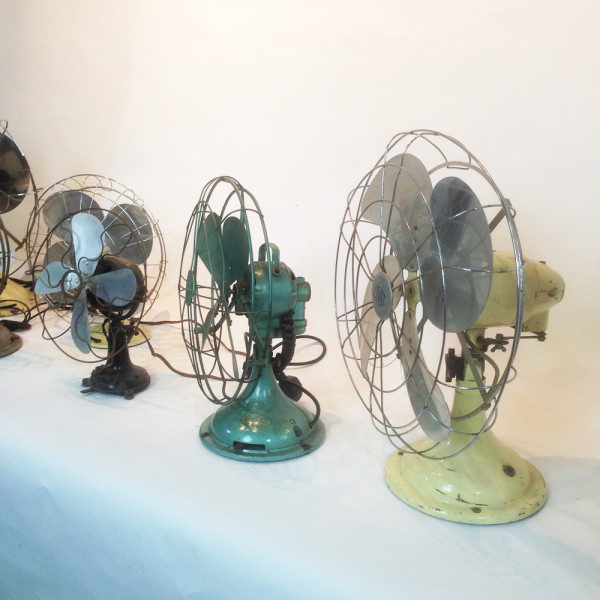 3: Vintage Industrial Desk Fan - Green (Working)