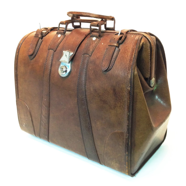 4: Brown Leather Doctors Open Top Case