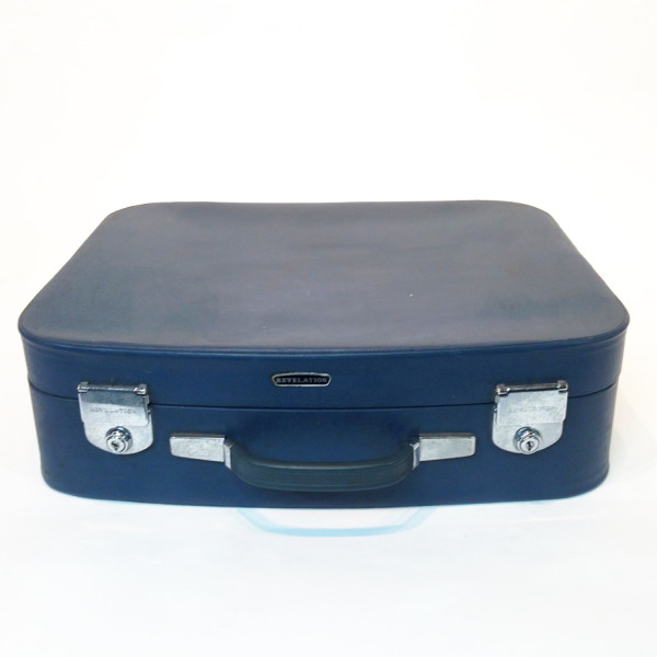 4: Blue Soft Leather Medium Suitcase