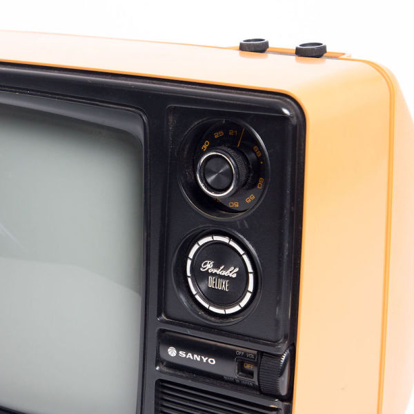 5: Fully Working Orange 1970's Black & White Sanyo TV