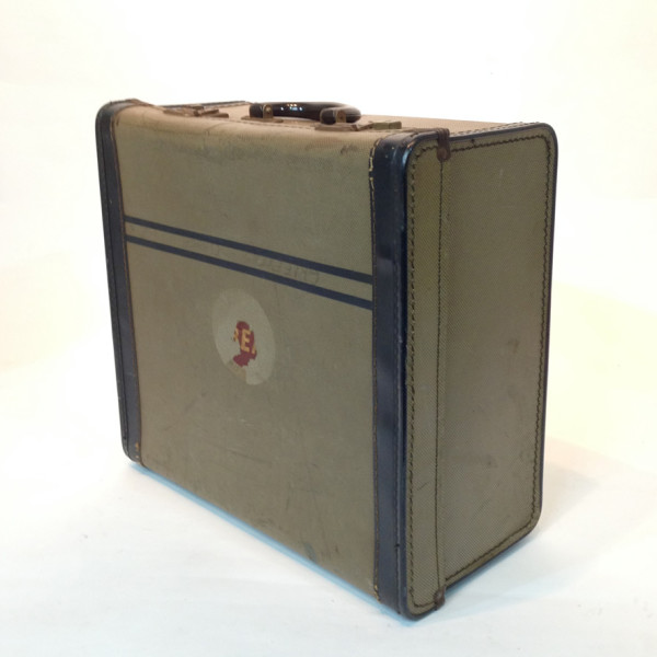 4: Small Patterned With Blue Trim Travel Case