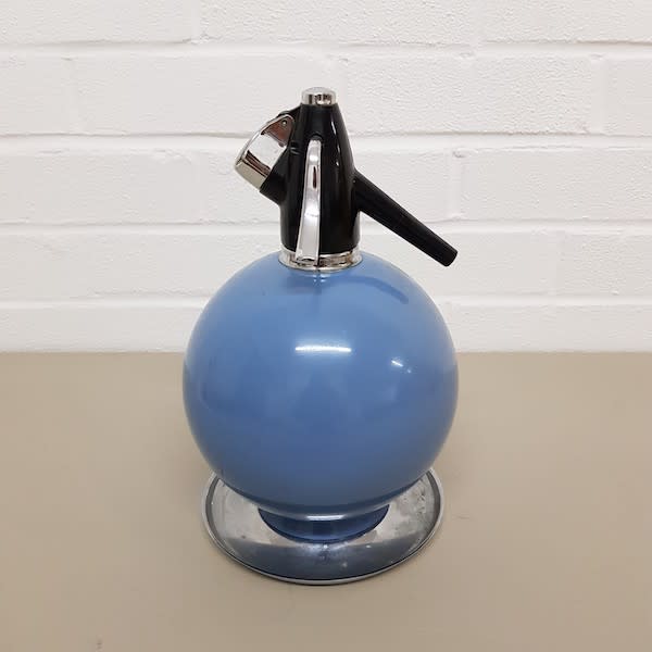 2: Blue 1960's Soda Bottle With Chrome Base